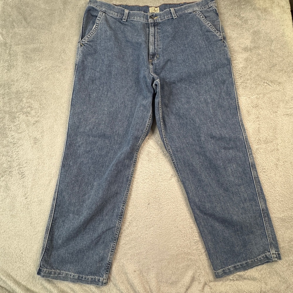 LL Bean Mens‎ Blue Denim Jeans Straight Leg Medium Wash 42x30 OCAH8